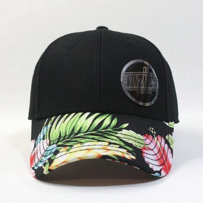 Baseball Caps Premium Floral Hawaiian Cotton Twill Adjustable Snapback Hats Baseball Caps - Hawaiian/Black/Black - CC124KPG33...