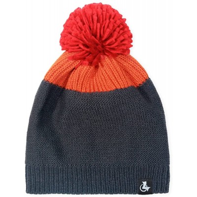 Skullies & Beanies Pom Pom Slouchy Beanie-Winter Mix Knit Ski Cap Skull Hat for Women & Men - Plain Style Orange - CW186HLMIQ...