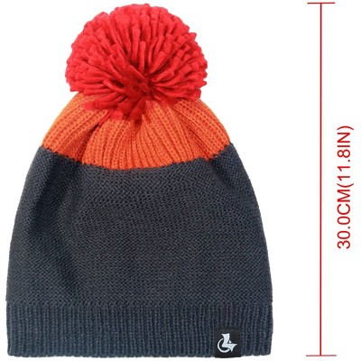 Skullies & Beanies Pom Pom Slouchy Beanie-Winter Mix Knit Ski Cap Skull Hat for Women & Men - Plain Style Orange - CW186HLMIQ...