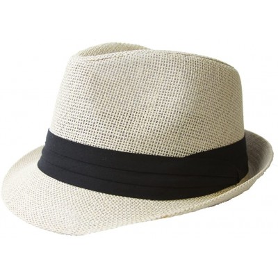 Fedoras Tweed Classic Cuban Style Fedora Fashion Cap Hat- Ivory - C9112X0GIFN $25.17
