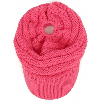 Skullies & Beanies Women's Ribbed Knit Winter Ponytail Visor Beanie Cap - Candy Pink - C018958W0R0 $25.59