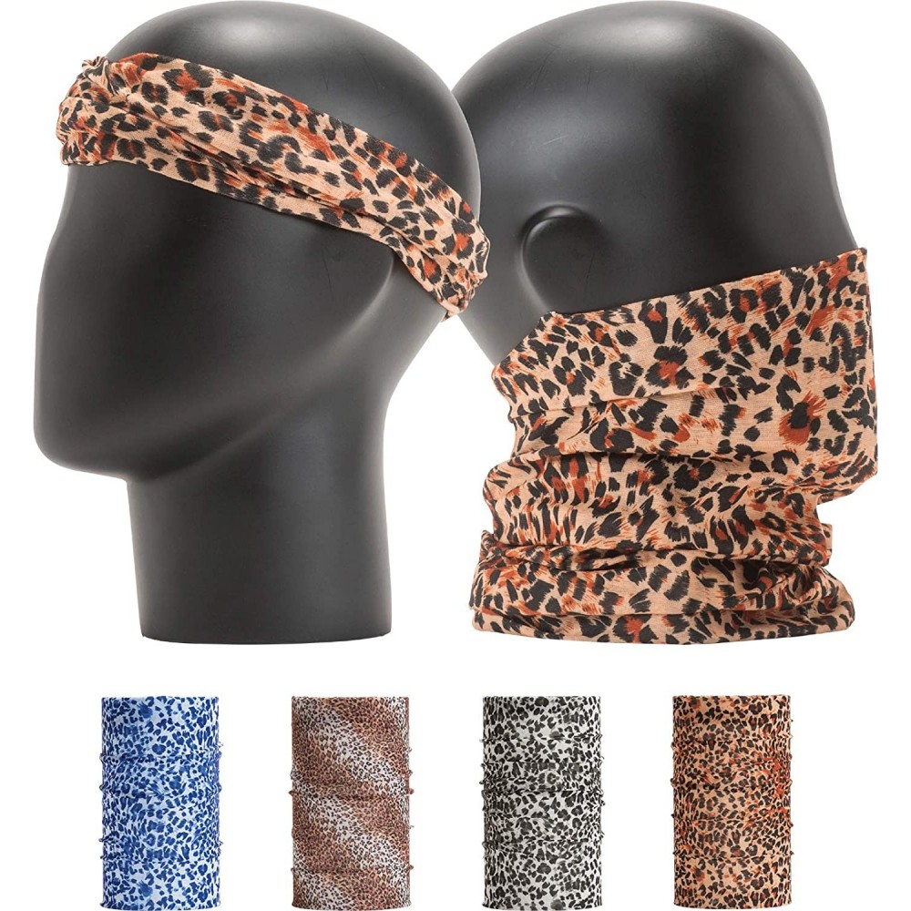 Headbands Pattern Headwear Headband Bandana - Animal Print Leopard No.2- 4pcs total - CS18M5LETL5 $11.00