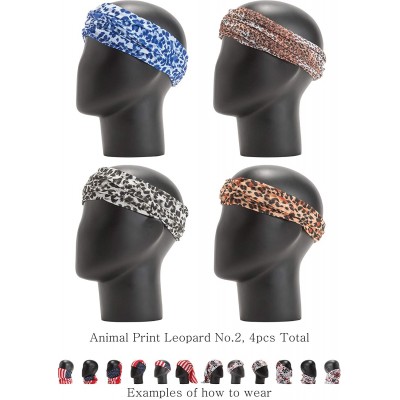 Headbands Pattern Headwear Headband Bandana - Animal Print Leopard No.2- 4pcs total - CS18M5LETL5 $11.00