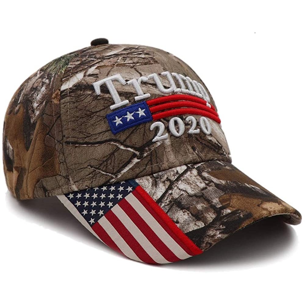 Baseball Caps Donald Trump Hat 2020 Keep America Great KAG MAGA with USA Flag 3D Embroidery Hat - Camo - CZ18WR6RUX2 $11.78