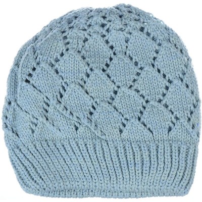 Skullies & Beanies Womens Winter Knit Beanie Hat Plush Fleece Lined - 507paleblue - C018ZAQDW6D $16.42