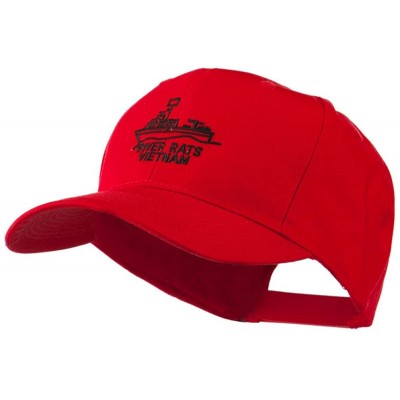 Baseball Caps River Rats Vietnam with Riverboat Embroidered Cap - Red - CZ11HPAM4JT $16.61