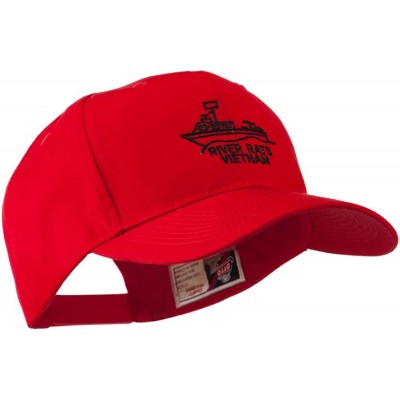 Baseball Caps River Rats Vietnam with Riverboat Embroidered Cap - Red - CZ11HPAM4JT $16.61