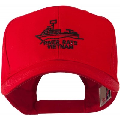 Baseball Caps River Rats Vietnam with Riverboat Embroidered Cap - Red - CZ11HPAM4JT $16.61