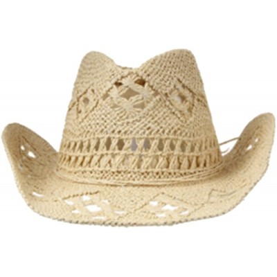 Sun Hats Summer Hats for Women Casual Solid Straw Hat Panama Cowboy Caps Men Hollow Out Beach Sun Hat - Beige - CA18EC6E48Z $...