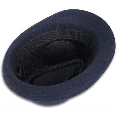 Fedoras Men's Women's Manhattan Structured Gangster Trilby Fedora Hat - P_dark Blue - CR18K78KRDK $15.95