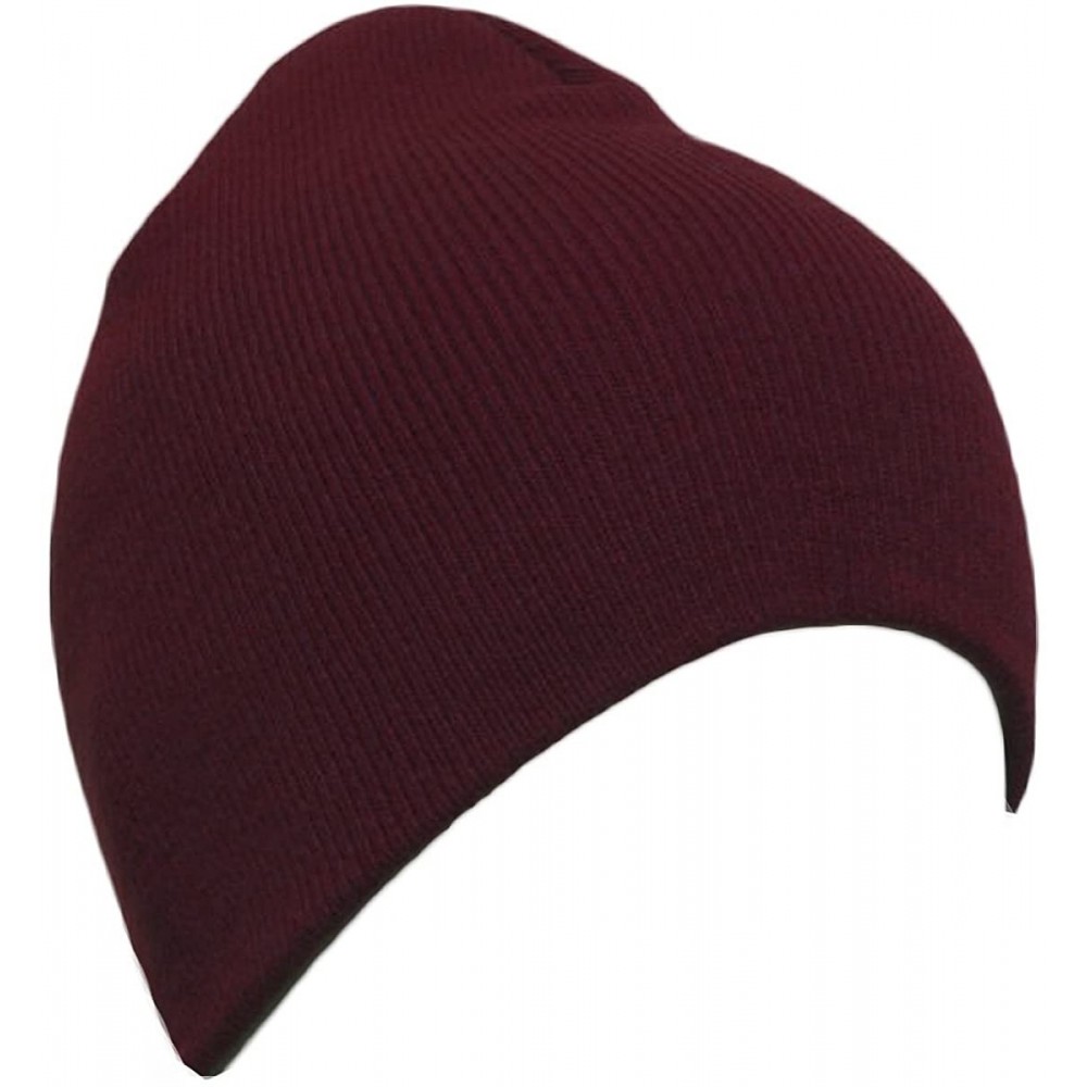 Skullies & Beanies Blank Short Beanie Cap - Maroon - C9112I1RGOT $10.56