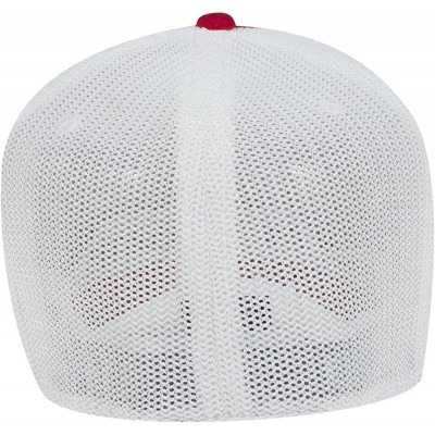 Baseball Caps Low Profile Flex Fitting Mesh Back Trucker Cap - Red White - CV18I2444IU $9.82