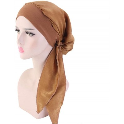 Skullies & Beanies Women Vintage Silky Turbans Head Scarf Elastic Wide Band Multifunction Printing Hat Chemo Hair Loss Cap - ...