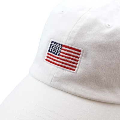 Baseball Caps USA Flag Embroidery Premium Soft 100% Cotton Low Profile Adjustable Baseball Dad Cap - Flag-white - CC182I8AYAK...