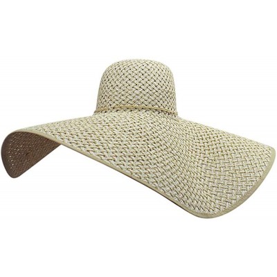 Sun Hats Wide Brim Straw Floppy Hat - Tan - C912FFTIZI1 $25.33
