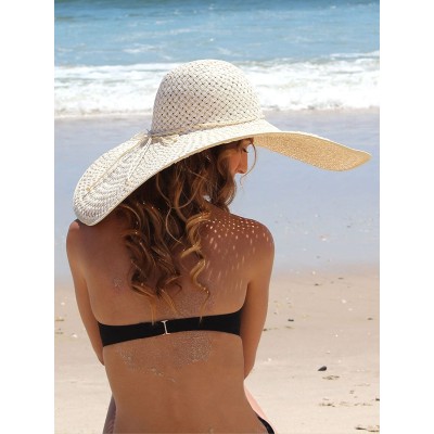 Sun Hats Wide Brim Straw Floppy Hat - Tan - C912FFTIZI1 $25.33