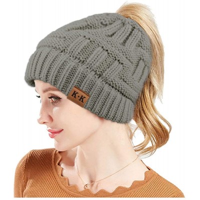 Skullies & Beanies Beanie Hat Ponytail BeanieTail - Gray - CD18ZXDCUZZ $10.32