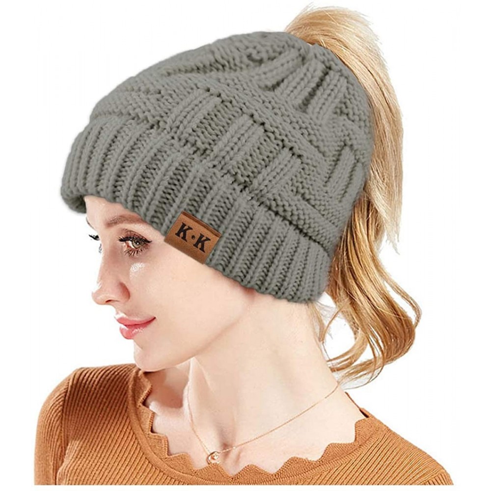 Skullies & Beanies Beanie Hat Ponytail BeanieTail - Gray - CD18ZXDCUZZ $10.32