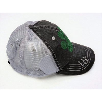 Baseball Caps Glitter Paw Print Grey Distressed Look Trucker Cap Sports School - Green Glitter Paw Print - C018723MMC8 $27.46