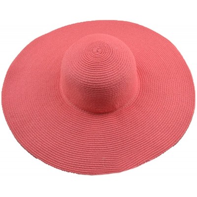 Sun Hats Womens Beach Hat Striped Straw Sun Hat Floppy Big Brim Hat - Watermelon - CM184QXOOW0 $11.35