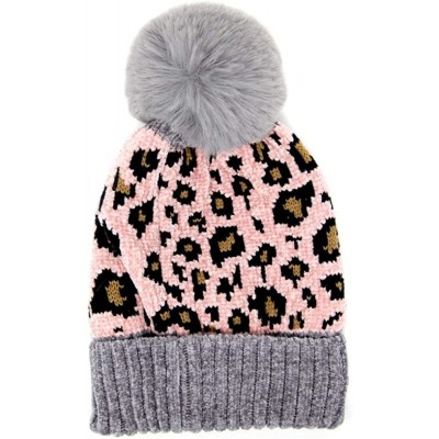 Skullies & Beanies Women Fashion Winter Fall Soft Knitted Multi Color Animal Print Cat Ear Beanie Hats - CQ18YL6AEMN $8.62