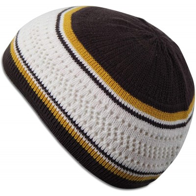 Skullies & Beanies 100% Cotton Skull Cap Chemo Kufi Under Helmet Beanie Hats in Solid Colors and Stripes - C918RHTDMD8 $24.02