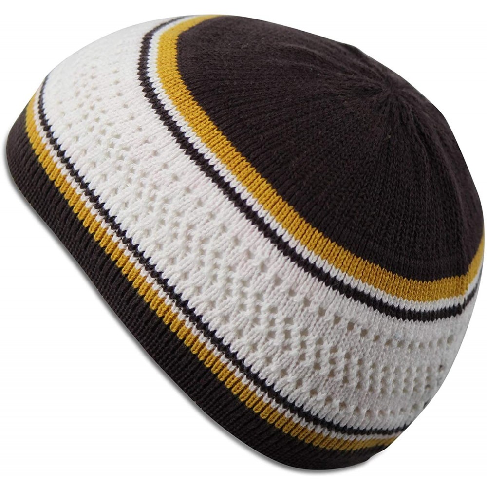 Skullies & Beanies 100% Cotton Skull Cap Chemo Kufi Under Helmet Beanie Hats in Solid Colors and Stripes - C918RHTDMD8 $10.87