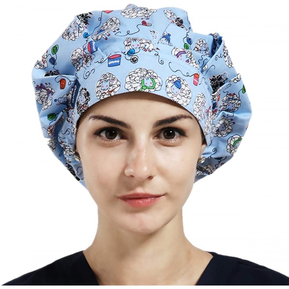 Skullies & Beanies 1pc Women's Bouffant Work Cap for Long Hair Ladies - Little Sheep - CH18Q8W6Q7W $13.11