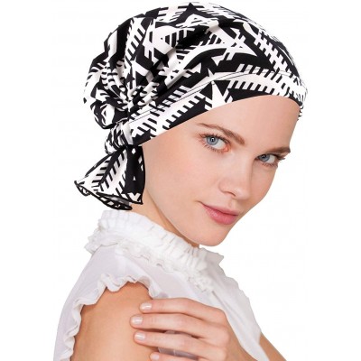 Skullies & Beanies The Abbey Cap in Poly Knit Chemo Caps Cancer Hats for Women - 43- Geo Black and White (Poly Blend) - C917Z...