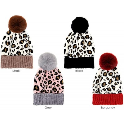 Skullies & Beanies Women Fashion Winter Fall Soft Knitted Multi Color Animal Print Cat Ear Beanie Hats - CQ18YL6AEMN $8.62