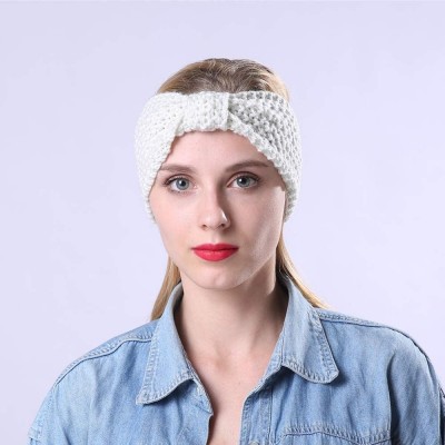 Headbands Crochet Turban Headband for Women Warm Bulky Crocheted Headwrap - CD18LR3GMSE $7.68