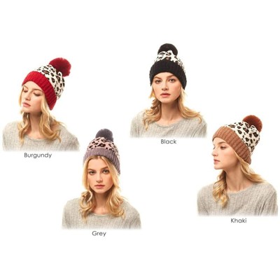 Skullies & Beanies Women Fashion Winter Fall Soft Knitted Multi Color Animal Print Cat Ear Beanie Hats - CQ18YL6AEMN $8.62