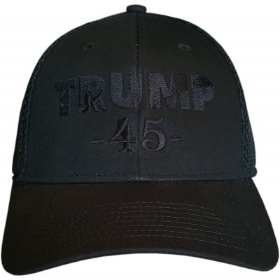 Baseball Caps Trump 45 Hat - Trump Cap - Black W/Black Textured Tone-on-tone - CT17YDETLRK $18.81