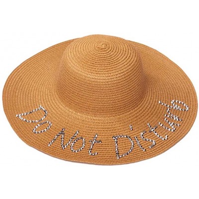 Sun Hats Womens Do Not Disturb Sequined Wide Brim Sun Hat - Natural - CU12I3SCBQN $26.91