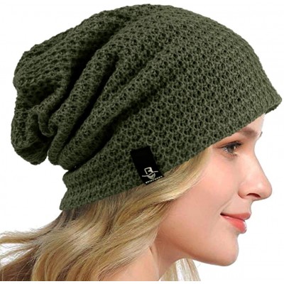 Berets Women's Slouchy Beanie Knit Beret Skull Cap Baggy Winter Summer Hat B08w - Solid Green - CN1980I784Q $12.27