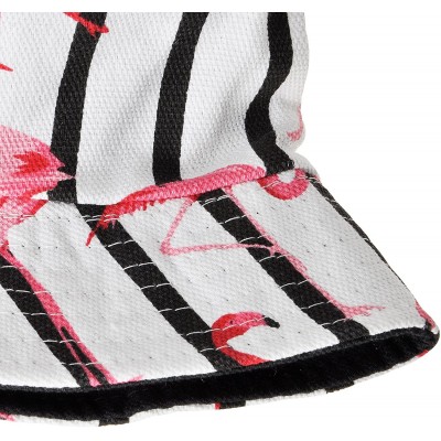 Bucket Hats Unisex Cute Unique Print Travel Bucket Hat Summer Fisherman Cap - Flamingos stripe white - C718E23A44Z $16.31