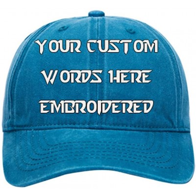 Baseball Caps Men Women Custom Text Embroidered Denim Hat Team Christmas Adjustable Snapback Baseball Caps - Retro Blue - CY1...