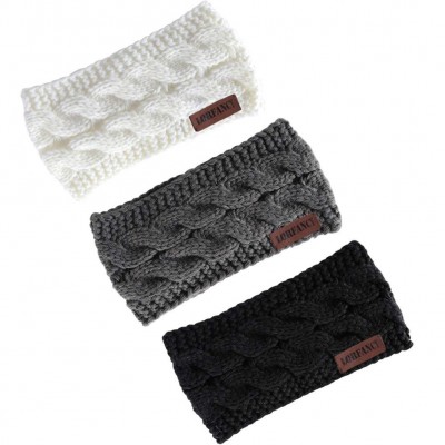Cold Weather Headbands Women Headbands 3 Pcs Knit Headband Twist Headband Crochet Winter Cable Ear Warmer (Black & White & Da...