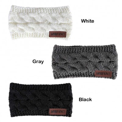 Cold Weather Headbands Women Headbands 3 Pcs Knit Headband Twist Headband Crochet Winter Cable Ear Warmer (Black & White & Da...