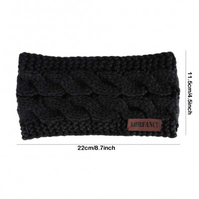 Cold Weather Headbands Women Headbands 3 Pcs Knit Headband Twist Headband Crochet Winter Cable Ear Warmer (Black & White & Da...