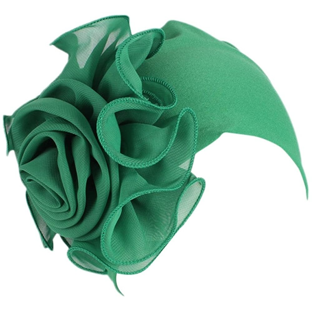 Skullies & Beanies Cancer Turbans Twisted Headwear Flowers - Green - CJ18XU3WYDZ $10.85