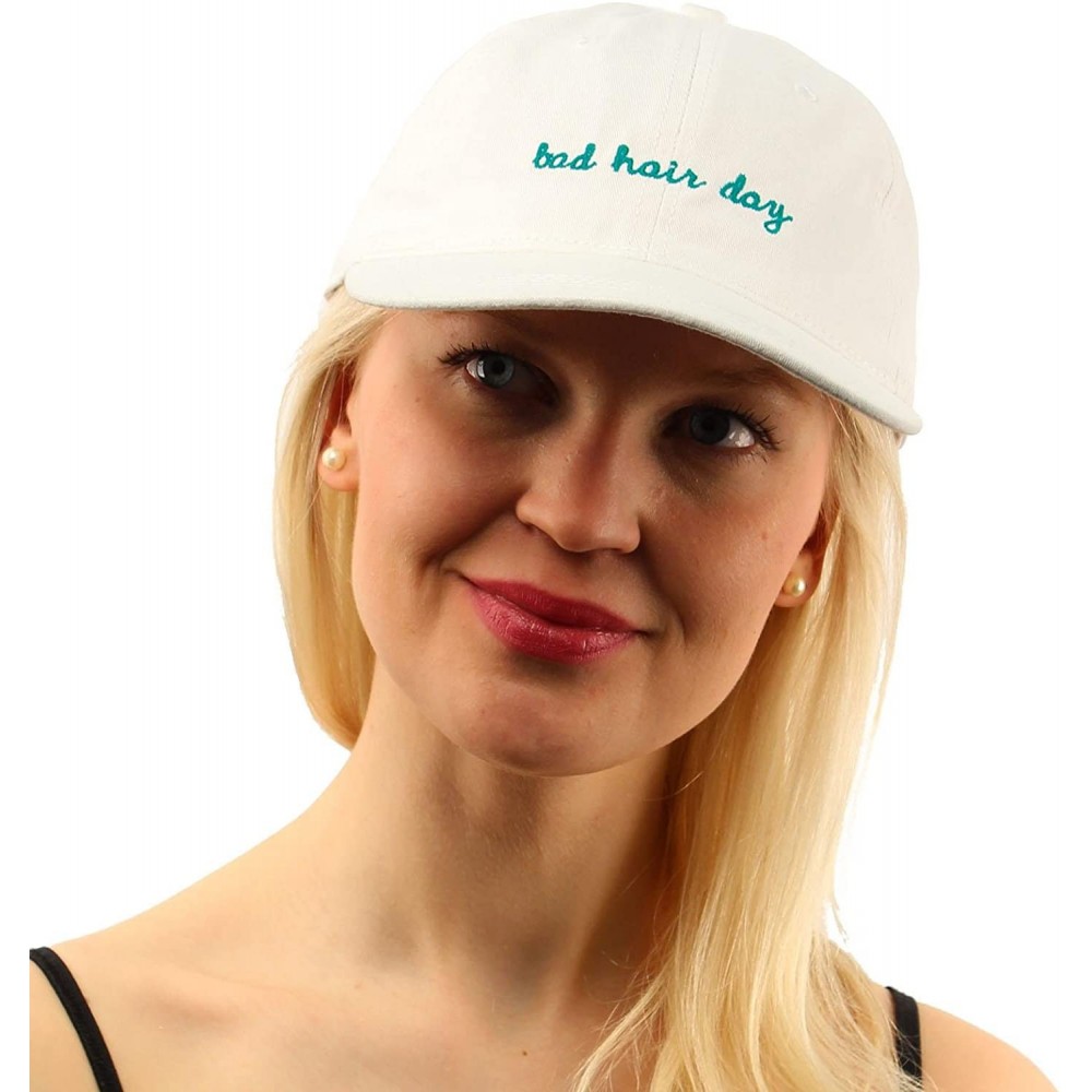 Baseball Caps Everyday Bad Hair Day Adjustable Cotton Baseball Sun Visor Cap Dad Hat - White - C5182E7QHLG $13.36