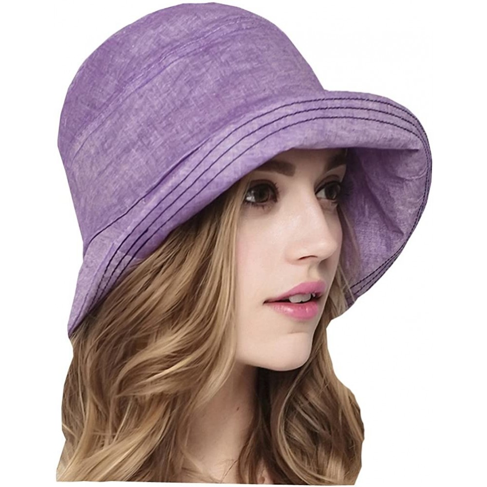 Sun Hats Womens Summer Foldable Sun Protection Gardening Sun Hat - Purple - CL11AZ6H323 $17.04