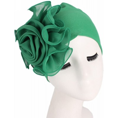 Skullies & Beanies Cancer Turbans Twisted Headwear Flowers - Green - CJ18XU3WYDZ $10.85