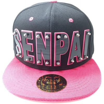Baseball Caps Senpai HAT in Black with Pink Brim - Black Letter With Pink Trim - CG1888EYS22 $26.92