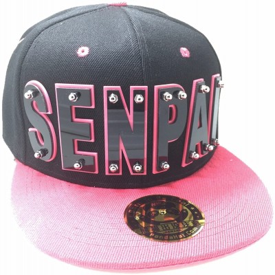 Baseball Caps Senpai HAT in Black with Pink Brim - Black Letter With Pink Trim - CG1888EYS22 $26.92