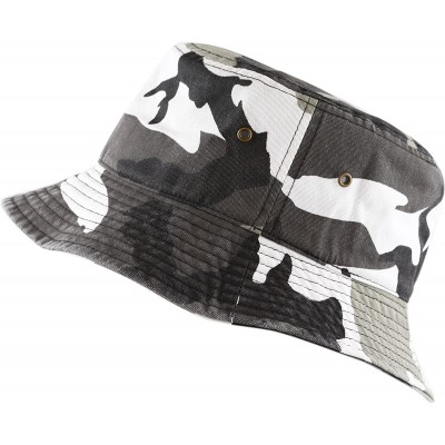 Bucket Hats Unisex 100% Cotton Packable Summer Travel Bucket Beach Sun Hat - City Camouflage - CF125W1EVKN $9.74
