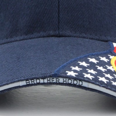 Baseball Caps Embroidered Fire Department Baseball Cap- Embroidered USA Flag 100% Cotton Basball Hat - Navy Blue - CF11AR30V1...