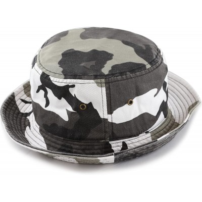 Bucket Hats Unisex 100% Cotton Packable Summer Travel Bucket Beach Sun Hat - City Camouflage - CF125W1EVKN $9.74