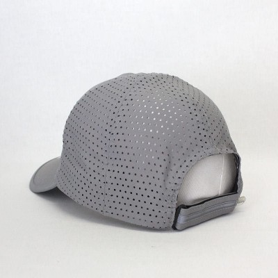 Baseball Caps Plain Pro Cool Mesh Low Profile Adjustable Baseball Cap - Reflective Gray - C018ERLCWND $11.58